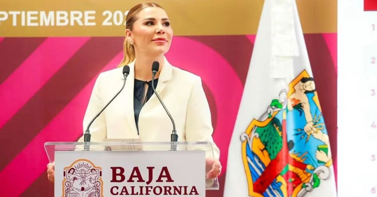 Marina del Pilar durante una conferencia del Gobierno de Baja California