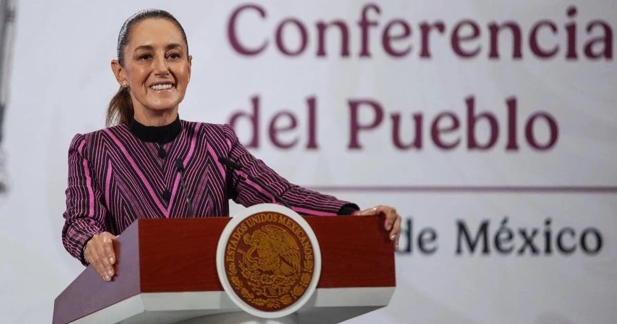 Claudia Sheinbaum durante una Conferencia del Pueblo en Palacio Nacional