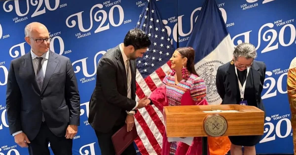 Brugada y Mamdani durante el Foro Urban20 2026 en Nueva York
