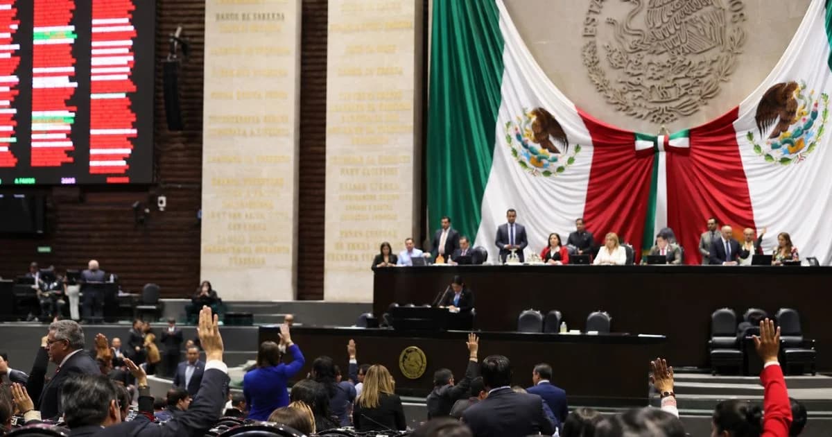 Ilustración generada con inteligencia artificial de una sesión en la Cámara de Diputados